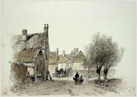 Z 067-50
<br/>
Dorpsstraatje met figuren
<br/>
<em>Schelfhout, Andreas (1787-1870)</em>
